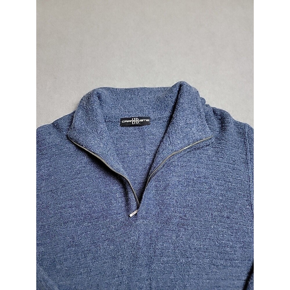 Carnoustie Sweater 1/4 Zip Pullover Mens M Blue Baby Alpaca Golf Preppy Soft Dad - Picture 2 of 12